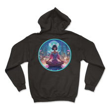 Load image into Gallery viewer, Meditating Anime Girl Vaporwave Neon Chakras Indie Aesthetic T Shirt - Hoodie - Black
