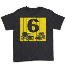 Load image into Gallery viewer, Children's 6th Birthday Boy Builder Worker Construction Site Digger - Youth Tee - Black