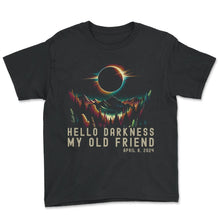Load image into Gallery viewer, Hello Darkness My Old Friend Eclipse T Shirt - Youth Tee - Black