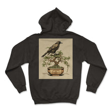 Load image into Gallery viewer, Japanese Art Japanese Woodblock Art Print Bonsai Crow Resilience - Hoodie - Black
