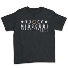 Load image into Gallery viewer, Missouri Solar Eclipse 4 08 24 Eclipse T Shirt - Youth Tee - Black