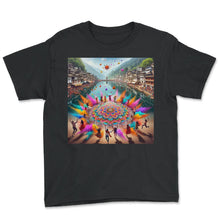 Load image into Gallery viewer, Holi Reflections Colorful Joy T Shirt - Youth Tee - Black