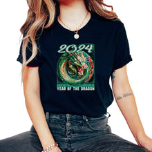 Load image into Gallery viewer, Chines New Year of Dragon Mosaic Style Dragon Vibrant Colors 2024 CNY - Unisex T-Shirt - Black