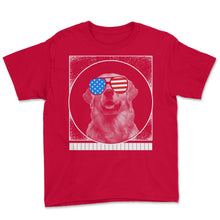 Load image into Gallery viewer, 4th Of July Shirt, Golden Retriever Sunglasses Dog Lover Independence - Youth Tee - Red