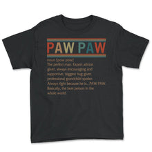 Load image into Gallery viewer, Paw Paw Noun Shirt, Paw Paw Definition Tee, Best Grandpa Gift - Youth Tee - Black