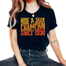 Load image into Gallery viewer, Programmer Shirt, Hide And Seek Champion Since 1985 Tee, Funny Coding - Unisex T-Shirt - Black