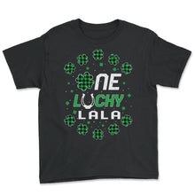 Load image into Gallery viewer, Funny St Patricks Day Gift for PreK Kinder One Lucky Lala T Shirt - Youth Tee - Black