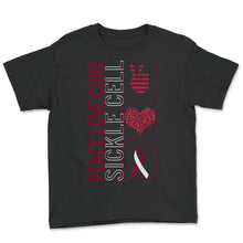 Load image into Gallery viewer, Peace Love Cure Sickle Cell T Shirt - Youth Tee - Black
