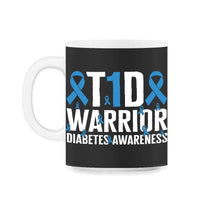 Load image into Gallery viewer, Diabetes Awareness Shirt, T1D Warrior Ribbon Tee, Type One Insulin - 11oz Mug - Black on White