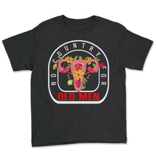 Load image into Gallery viewer, Reproductive Rights Shirt, No Country For Old Men Floral Vaginal - Youth Tee - Black