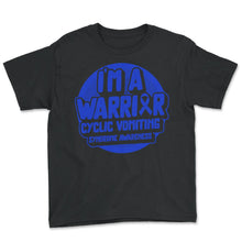 Load image into Gallery viewer, Cyclic Vomiting Syndrome Shirt, I'm A Warrior CVS Blue Ribbon Tee, - Youth Tee - Black