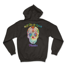 Load image into Gallery viewer, El Dia de Los Muertos Day of the Dead Rose Sugar Skull Flowers - Hoodie - Black