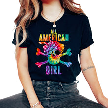 Load image into Gallery viewer, All American Girl 4th of July USA American Independence Day - Unisex T-Shirt - Black