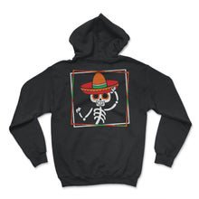 Load image into Gallery viewer, Cinco De Mayo Shirt, Skeleton Calaca Blanket Pocket, May 5th Serape - Hoodie - Black