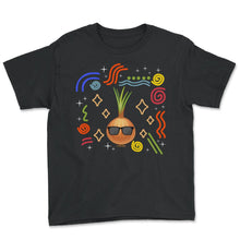 Load image into Gallery viewer, Onion Vegetable Shirt, Onion Wearing Sunglasses Tee, Vegetable Lover - Youth Tee - Black