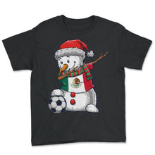 Load image into Gallery viewer, Soccer Boy Dabbing Snowman Christmas Jersey Mexico Shirt, Football - Youth Tee - Black