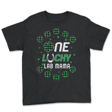 Load image into Gallery viewer, Funny St Patricks Day Gift for PreK Kinder One Lucky Lab Mama T Shirt - Youth Tee - Black