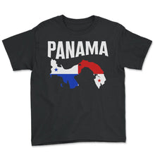 Load image into Gallery viewer, Panama Shirt, Panama Map Flag Tee, Panama Pride Panamanian Gift - Youth Tee - Black