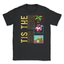 Load image into Gallery viewer, Christmas In July Shirt, 'Tis The Sea Sun Cute Santa Flamingo Float - Unisex T-Shirt - Black