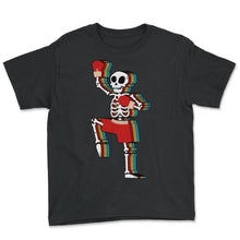Load image into Gallery viewer, Halloween Shirt, Muay Thai Skeleton Tee, Thai Boxing Fighter Gift - Youth Tee - Black