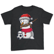 Load image into Gallery viewer, Soccer Boy Dabbing Snowman Christmas Jersey Poland Shirt, Football - Youth Tee - Black