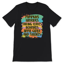 Load image into Gallery viewer, Fall Graphic Shirt, Pumpkins, Hayrides, Falling Leaves, Bonfires,