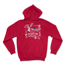 Load image into Gallery viewer, 4th Of July Shirt, Birthday Girl Tee USA Flag Independence Day - Hoodie - Red