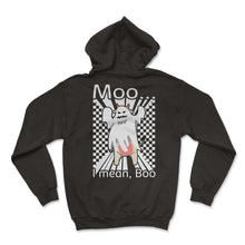 Load image into Gallery viewer, Halloween Shirt, Moo I Mean Boo Spooky Funny Ghost Cow Lover Gift, - Hoodie - Black