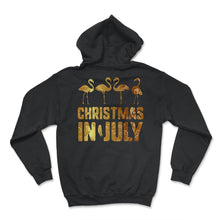 Load image into Gallery viewer, Christmas In July Pink Flamingo Love Heart Flamingos Summer - Hoodie - Black