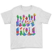 Load image into Gallery viewer, Happy Holi Festival Shirt, Festival Of Colors, Holi Festival Lover - Youth Tee - White
