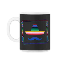 Load image into Gallery viewer, Cinco De Mayo Shirt, Mustache Mexican Hat, May 5th Fiesta Mexico - 11oz Mug - Black on White