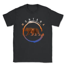 Load image into Gallery viewer, Glacier National Park, Retro Glacier Montana Grizzly Bear Souvenir - Unisex T-Shirt - Black
