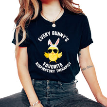 Load image into Gallery viewer, Easter Every Bunny's Favorite Respiratory Therapist Chick RT T-shirt - Unisex T-Shirt - Black