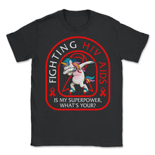 Load image into Gallery viewer, HIV AIDS Awareness Month Shirt, Unicorn Red Ribbon, World AIDS Day - Unisex T-Shirt - Black