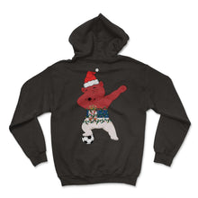 Load image into Gallery viewer, Soccer Boy Dabbing Polar Bear Christmas Hat Lights Serbia Shirt, - Hoodie - Black