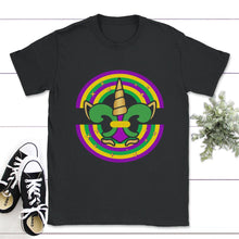 Load image into Gallery viewer, Mardi Gras Unicorn Face, Mardi Gras Shirt, New Orleans Gift, Womens - Unisex T-Shirt - Black
