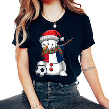 Load image into Gallery viewer, Soccer Boy Dabbing Snowman Christmas Jersey France Shirt, Football - Unisex T-Shirt - Black