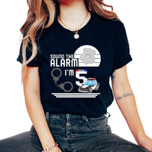 Load image into Gallery viewer, Police Shirt, Sound The Alarm I'm 5 Tee, Policeman Cop, Police - Unisex T-Shirt - Black