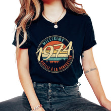 Load image into Gallery viewer, Millésime 1974 Vieilli À La Perfection Humour T Shirt copy - Unisex T-Shirt - Black