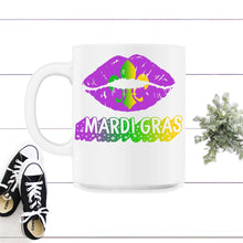 Load image into Gallery viewer, Mardi Gras Shirt, Adult Mardi Gras Tee, New Orleans Gift, Womens Lips - 11oz Mug - White