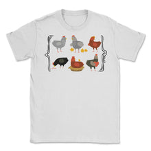 Load image into Gallery viewer, Chicken Shirt, Chicken Lover Animal Farmer Tee, Floral Women's - Unisex T-Shirt - White