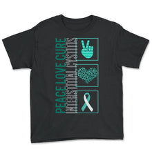 Load image into Gallery viewer, Peace Love Cure Interstitial Cystitis T Shirt - Youth Tee - Black
