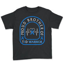 Load image into Gallery viewer, Diabetes Awareness Shirt, Proud Brother Of T1D Warrior, Type One - Youth Tee - Black