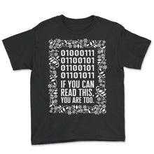 Load image into Gallery viewer, Programmer Shirt, 01000111 Computer Binary Code Floral Tee, Software - Youth Tee - Black