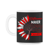 Load image into Gallery viewer, DSP Shirt, Difference Maker Hashtag Proud DSP Heart Tree Sunflower - 11oz Mug - Black on White