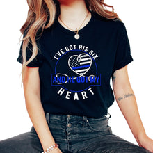 Load image into Gallery viewer, Patriotic Shirt, I've Got His Six And He Got My Heart USA Flag Thin - Unisex T-Shirt - Black