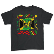 Load image into Gallery viewer, Jamaica Shirt, Yeah Mon Jamaican Flag Design Tee, Independence - Youth Tee - Black