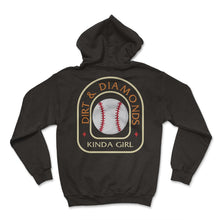 Load image into Gallery viewer, Softball Shirt, Dirt And Diamonds Kinda Girl Tee, Women Of Softball, - Hoodie - Black