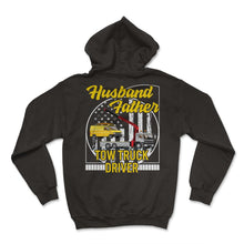 Load image into Gallery viewer, Father Shirt, Husband Father Tow Truck Driver USA Flag Tee, Best - Hoodie - Black