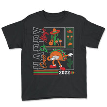 Load image into Gallery viewer, Cinco De Mayo Shirt, Happy 2022 Down To Fiesta, Cute Dabbing Taco - Youth Tee - Black